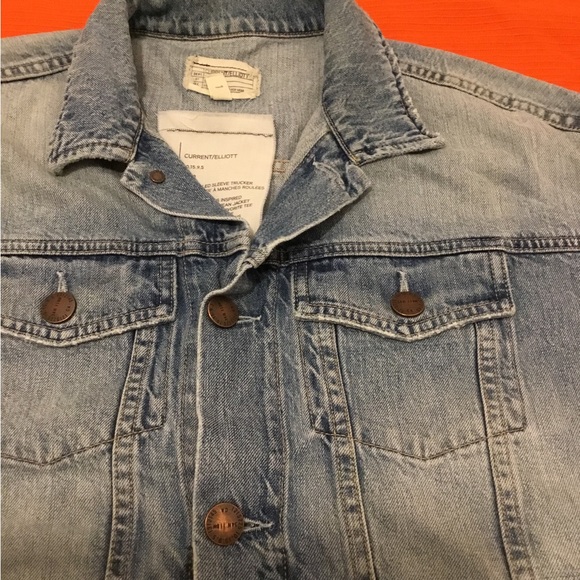 CURRENT ELLIOTT THE ROLLED SLEEVE TRUCKER JEANS JACKET PRE OWNED SIZE 1 - Picture 5 of 12